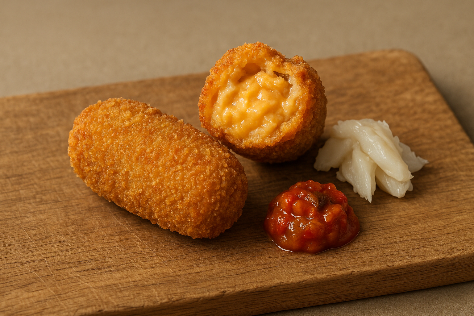 Croquetes de bacallà amb samfaina